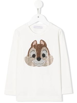 Monnalisa x Disney t-shirt à ornements strassés - Blanc