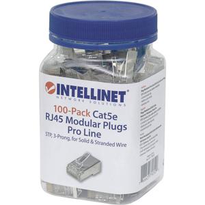 Intellinet Kabel Intellinet verpakking van 100 stuks Cat5e modulaire RJ45-stekkers Pro Line STP 3-voudige klem voor gevlochten en massieve draad 100 stekkers