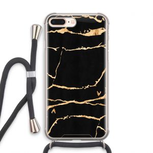Gouden marmer: iPhone 8 Plus Transparant Hoesje met koord