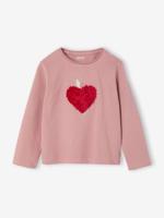T-shirt voor meisjes met hartjesprint en lange mouwen rouge