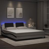 Bedframe met LED-verlichting kunstleer wit en zwart 180x200 cm
