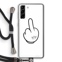 Middle finger white: Samsung Galaxy S21 Plus Transparant Hoesje met koord