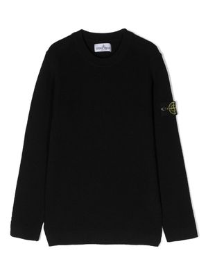 Stone Island Junior pull à motif Compass - Noir