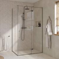 Saqu Grace douchecabine met draaideur rechts incl. antikalk 120x90x210cm geborsteld grijs