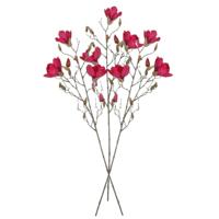 Mica Decorations Kunstbloemen Magnolia takken - 3x - 88 cm - roze - Kunst zijde - Boeket - stelen
