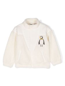 Mini Rodini veste bomber Penguin Pile à fermeture zippée - Blanc