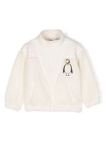 Mini Rodini veste bomber Penguin Pile à fermeture zippée - Blanc