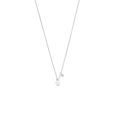 Ketting Parel zilver-synth. parel wit 1 mm 41-45 cm