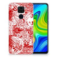Silicone Back Case Xiaomi Redmi Note9 Angel Skull Rood - thumbnail