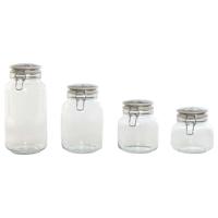 Set van 4 Potjes Home ESPRIT Blauw Wit Metaal Siliconen Kristal Keramiek 800 ml 1 L 1,5 L 2,2 L 4 Onderdelen