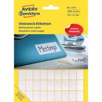 Avery Zweckform 3312 mini etiketten ft 18 x 12 mm (b x h), 1.800 etiketten, wit