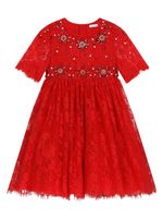 Dolce & Gabbana Kids robe à ornements de pierres - Rouge