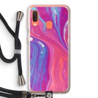 Paarse stroom: Samsung Galaxy A20e Transparant Hoesje met koord