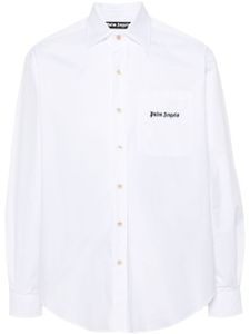 Palm Angels logo-embroidered cotton shirt - Blanc