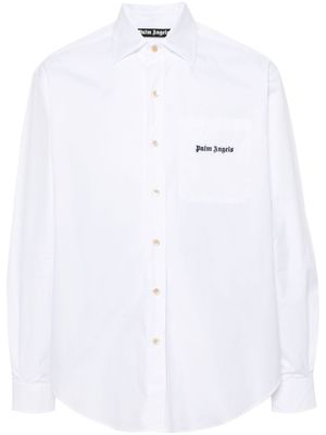 Palm Angels chemise en coton à logo brodé - Blanc