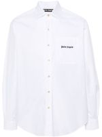 Palm Angels logo-embroidered cotton shirt - Blanc - thumbnail