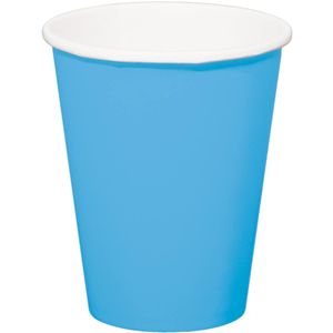 24x stuks drinkbekers van papier blauw 350 ml