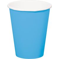 24x stuks drinkbekers van papier blauw 350 ml - thumbnail