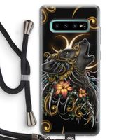 Huilende Wolf: Samsung Galaxy S10 Plus Transparant Hoesje met koord