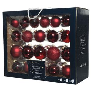 42x Kerstballen - glas - donkerrood - 5/6/7 cm - mat/glans/glitter