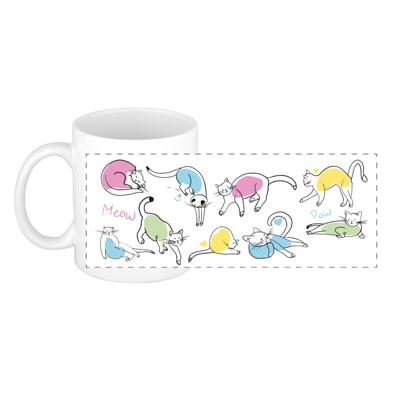Cadeau koffie/thee mok - lieve kat/poes - wit - 300 ml - keramiek