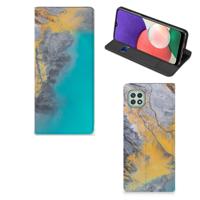 Samsung Galaxy A22 5G | Standcase | Marble Blue Gold