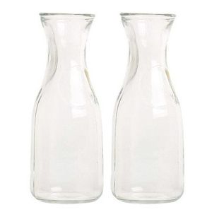 2x Glazen water/sap/wijn karaffen van 0,5 liter