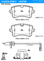 Remblokkenset, schijfrem ATE Ceramic ATE, u.a. fÃ¼r Audi - thumbnail