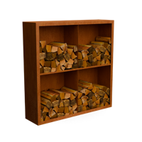 Egura cortenstaal Houtopslag 4 vakken met achterwand L150 x B38,5 x H150 cm - Geroba
