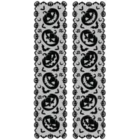 Halloween/horror thema feest tafelloper kant - 2x - polyester - pompoenen - 200 x 45 cm