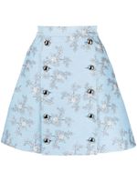 Macgraw Portobello patterned jacquard A-line skirt - Bleu