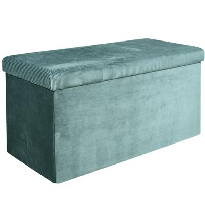 Hocker/poef opvouwbaar - blauw - Velvet - polyester/MDF - 76 x 38 cm