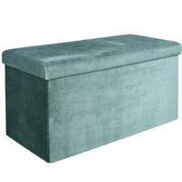 Hocker/poef opvouwbaar - blauw - Velvet - polyester/MDF - 76 x 38 cm