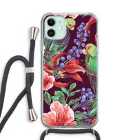 Papegaaien: iPhone 11 Transparant Hoesje met koord