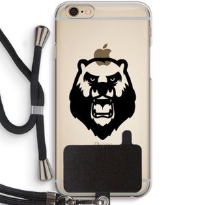 Angry Bear (black): iPhone 6 / 6S Transparant Hoesje met koord
