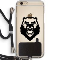Angry Bear (black): iPhone 6 / 6S Transparant Hoesje met koord