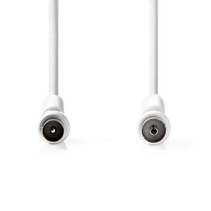 Nedis Coaxkabel | IEC (Coax) Male | IEC (Coax) Female | Vernikkeld | 120 dB | 75 Ohm | Viervoudig Afgeschermd | 5.00 m | Rond | PVC | Wit | Label -