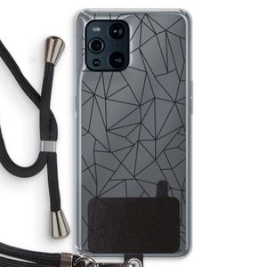 Geometrische lijnen zwart: Oppo Find X3 Pro Transparant Hoesje met koord