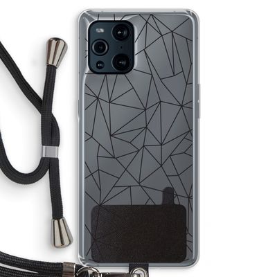Geometrische lijnen zwart: Oppo Find X3 Pro Transparant Hoesje met koord