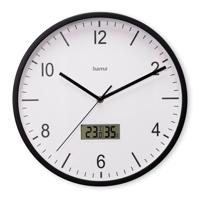 Hama dcf wandklok lanzarote tikt niet + thermometer en hygrometer 35 cm zwart/wit