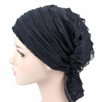 Moslim stapelen GLB chiffon fold tulband GLB chemotherapie GLB (grijs)