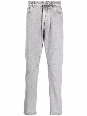 Brunello Cucinelli jean droit à effet délavé - Gris