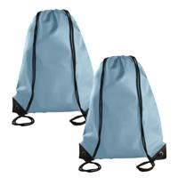 Sport gymtas/draagtas met rijgkoord - 2x - lichtblauw - 34 x 44 cm - polyester - verstevigde hoeken