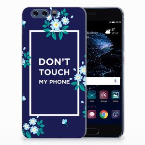 Huawei P10 Plus Silicone-hoesje Flowers Blue DTMP