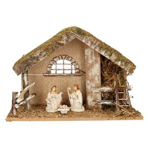 Complete kerststal met 3x st kerststal beelden - H30 cm - Kerststallen