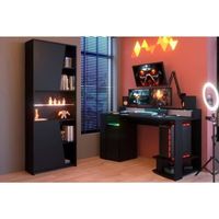 PARISOT Gaming Gaming bureau + 2-deurs boekenkastenset - Zwart decor - thumbnail