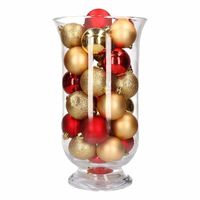 Woondecoratie goud/rode kerstballen in vaas - thumbnail