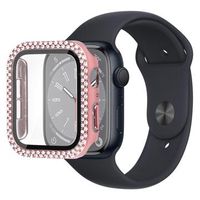 Strass Decoratief Apple Watch Series 9/8/7 Case met Screenprotector - 41mm - Roze