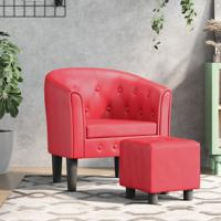 Kuipstoel met voetenbankje kunstleer rood