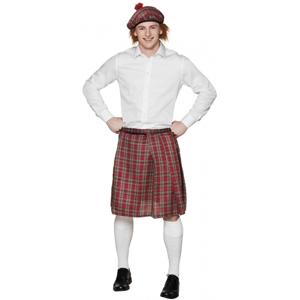 Schotse verkleed kilt - rood - heren - Schotland rok - verkleedkleding - Carnavalskleding